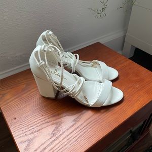 Lulus white lace-up heels